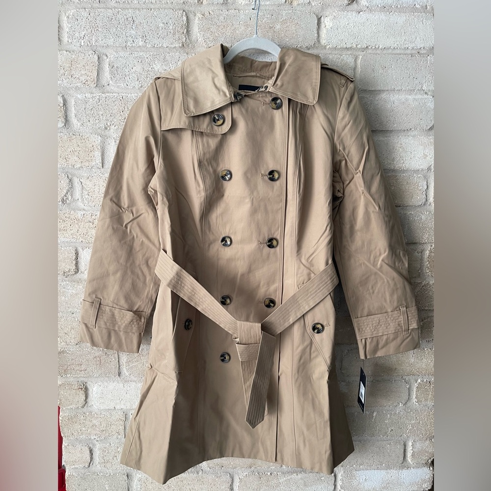 NEW London Fog Beige Double-Breasted Trench Coat (L)